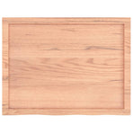 Table Top Light Brown 80x60x4 cm Treated Solid Wood Oak