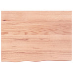 Table Top Light Brown 80x60x6 cm Treated Solid Wood Oak