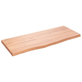 Table Top Light Brown 100x40x4 cm Treated Solid Wood Oak - Front View