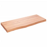 Table Top Light Brown 100x40x6 cm Treated Solid Wood Oak - Front View