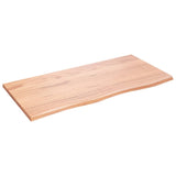 Table Top Light Brown 100x50x2 cm Treated Solid Wood Oak - Front View