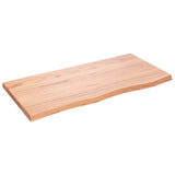 Table Top Light Brown 100x50x4 cm Treated Solid Wood Oak - Front View