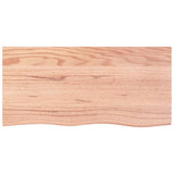 Table Top Light Brown 100x50x4 cm Treated Solid Wood Oak - Side View