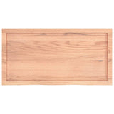 Table Top Light Brown 100x50x4 cm Treated Solid Wood Oak - Top-Down View