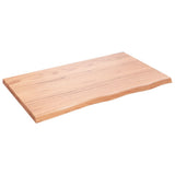 Table Top Light Brown 100x60x4 cm Treated Solid Wood Oak - Front View