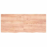 Table Top Light Brown 120x50x4 cm Treated Solid Wood Oak - Side View