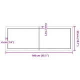 Table Top Light Brown 140x50x4 cm Treated Solid Wood Oak - Extra Image