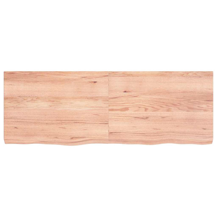 Table Top Light Brown 140x50x6 cm Treated Solid Wood Oak