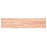 Table Top Light Brown 180x40x4 cm Treated Solid Wood Oak - Front View