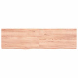 Table Top Light Brown 180x50x6 cm Treated Solid Wood Oak - Front View
