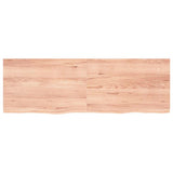 Table Top Light Brown 180x60x4 cm Treated Solid Wood Oak - Front View