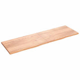 Table Top Light Brown 200x60x4 cm Treated Solid Wood Oak - Front View