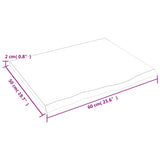 Table Top Dark Brown 60x50x2 cm Treated Solid Wood Oak