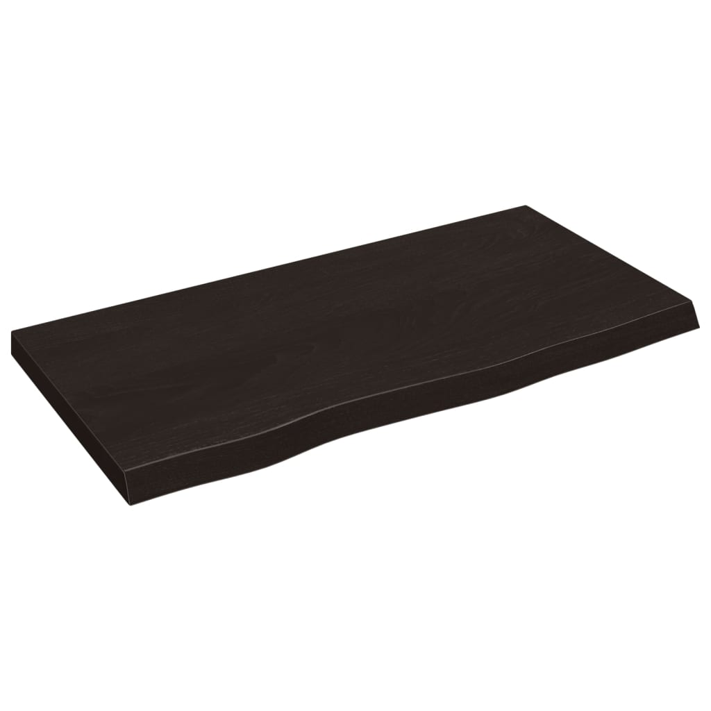 Table Top Dark Brown 80x40x4 cm Treated Solid Wood Oak