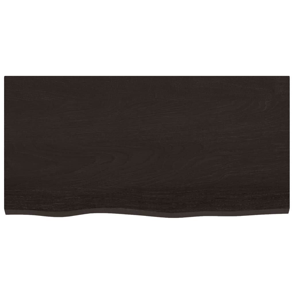Table Top Dark Brown 80x40x4 cm Treated Solid Wood Oak