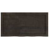 Table Top Dark Brown 80x40x4 cm Treated Solid Wood Oak - Top-Down View