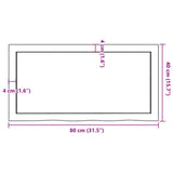 Table Top Dark Brown 80x40x4 cm Treated Solid Wood Oak