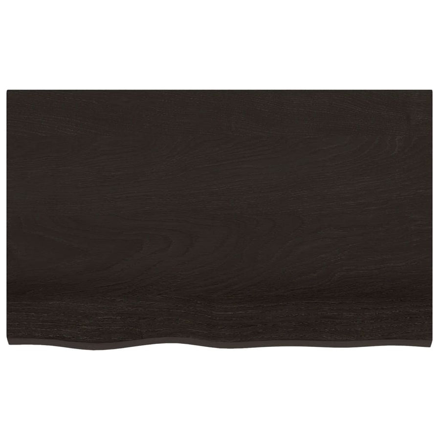 Table Top Dark Brown 80x50x4 cm Treated Solid Wood Oak