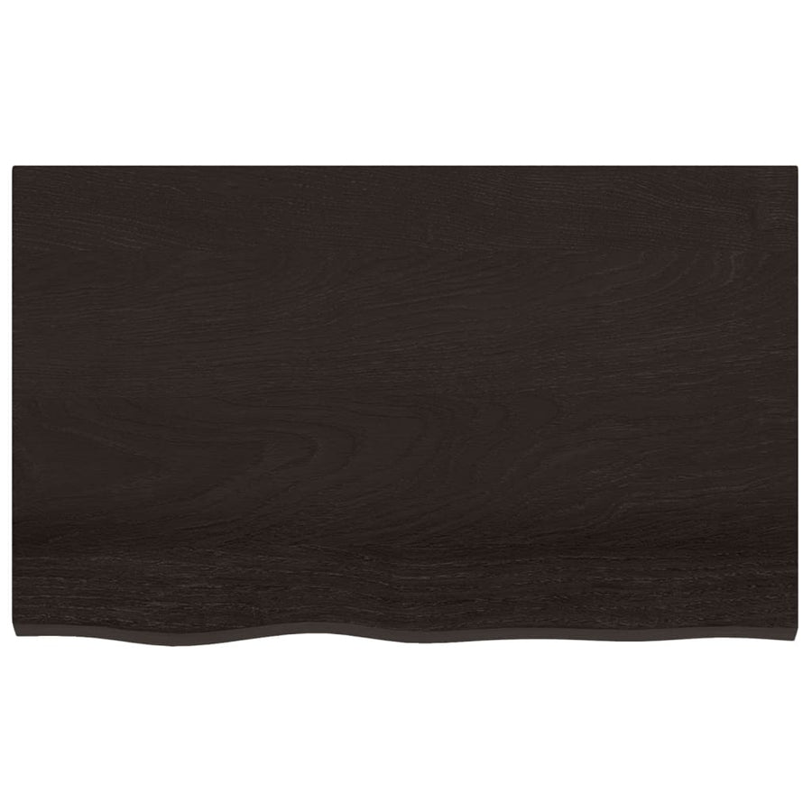 Table Top Dark Brown 80x50x6 cm Treated Solid Wood Oak