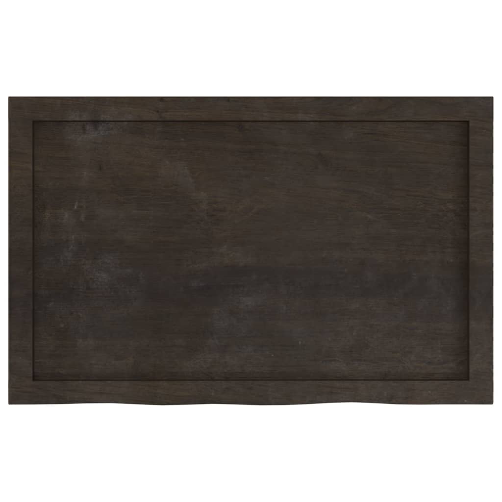 Table Top Dark Brown 80x50x6 cm Treated Solid Wood Oak