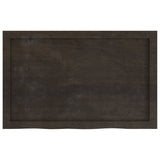 Table Top Dark Brown 80x50x6 cm Treated Solid Wood Oak - Top-Down View