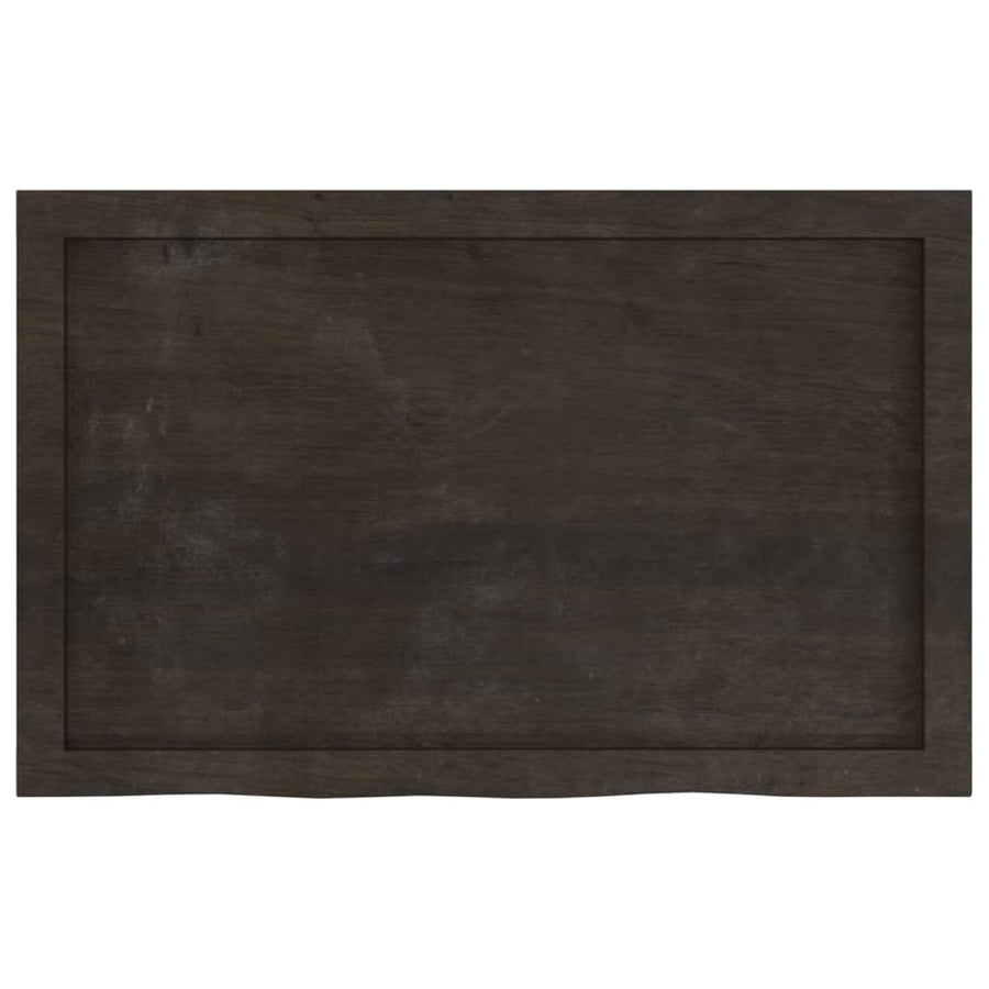 Table Top Dark Brown 80x50x6 cm Treated Solid Wood Oak