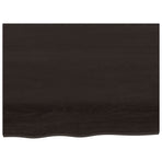 Table Top Dark Brown 80x60x2 cm Treated Solid Wood Oak