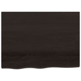 Table Top Dark Brown 80x60x4 cm Treated Solid Wood Oak
