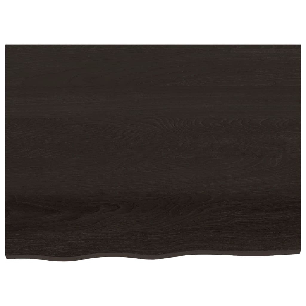 Table Top Dark Brown 80x60x4 cm Treated Solid Wood Oak