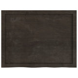 Table Top Dark Brown 80x60x4 cm Treated Solid Wood Oak - Top-Down View