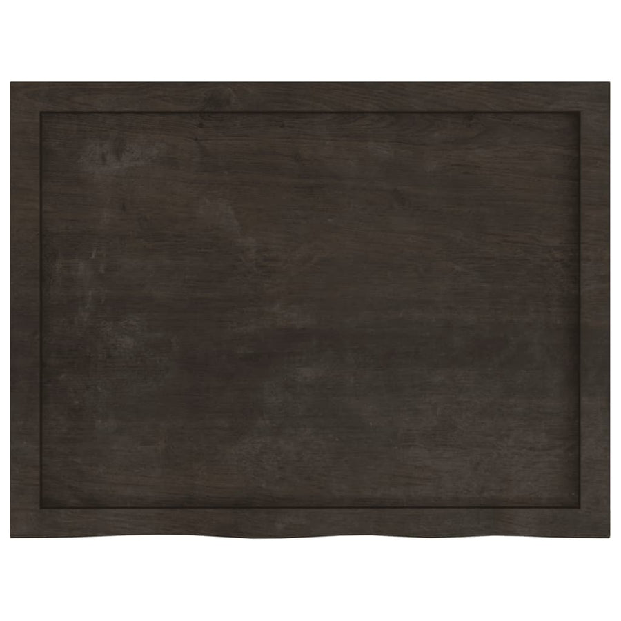 Table Top Dark Brown 80x60x6 cm Treated Solid Wood Oak