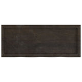 Table Top Dark Brown 100x40x6 cm Treated Solid Wood Oak - Top-Down View