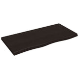 Table Top Dark Brown 100x50x4 cm Treated Solid Wood Oak - Front View