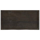 Table Top Dark Brown 100x50x6 cm Treated Solid Wood Oak - Top-Down View