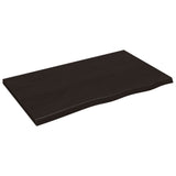 Table Top Dark Brown 100x60x4 cm Treated Solid Wood Oak - Front View