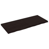 Table Top Dark Brown 120x50x4 cm Treated Solid Wood Oak - Front View