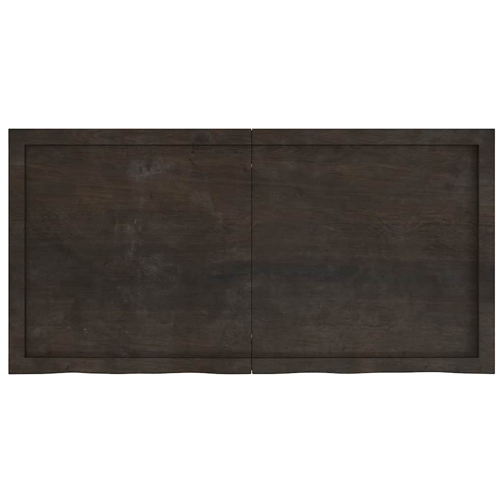 Table Top Dark Brown 120x60x6 cm Treated Solid Wood Oak