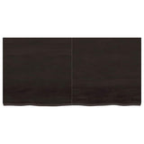 Table Top Dark Brown 120x60x6 cm Treated Solid Wood Oak - Side View