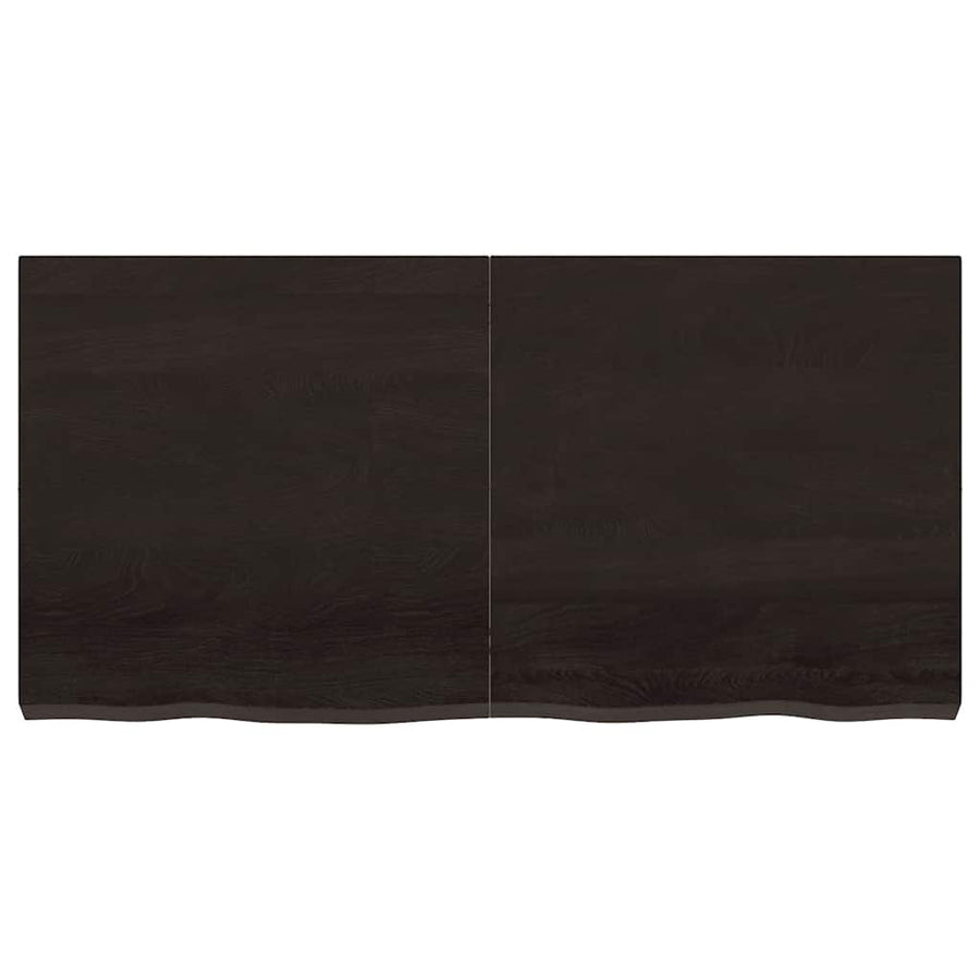 Table Top Dark Brown 120x60x6 cm Treated Solid Wood Oak