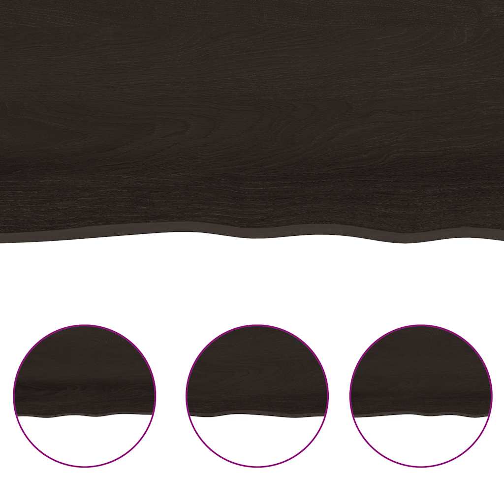 Table Top Dark Brown 140x50x4 cm Treated Solid Wood Oak