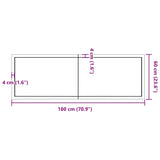 Table Top Dark Brown 180x60x4 cm Treated Solid Wood Oak - Extra Image