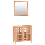 2 Piece Bathroom Furniture Set Solid Wood Walnut - Front View