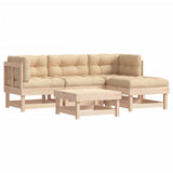 5 Piece Garden Lounge Set with Cushions Solid Wood - Front View