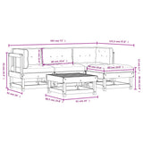 5 Piece Garden Lounge Set with Cushions Solid Wood