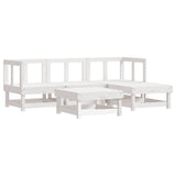 5 Piece Garden Lounge Set with Cushions White Solid Wood - Side View