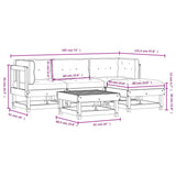 5 Piece Garden Lounge Set with Cushions White Solid Wood