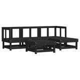5 Piece Garden Lounge Set with Cushions Black Solid Wood - Side View