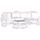 5 Piece Garden Lounge Set with Cushions Black Solid Wood