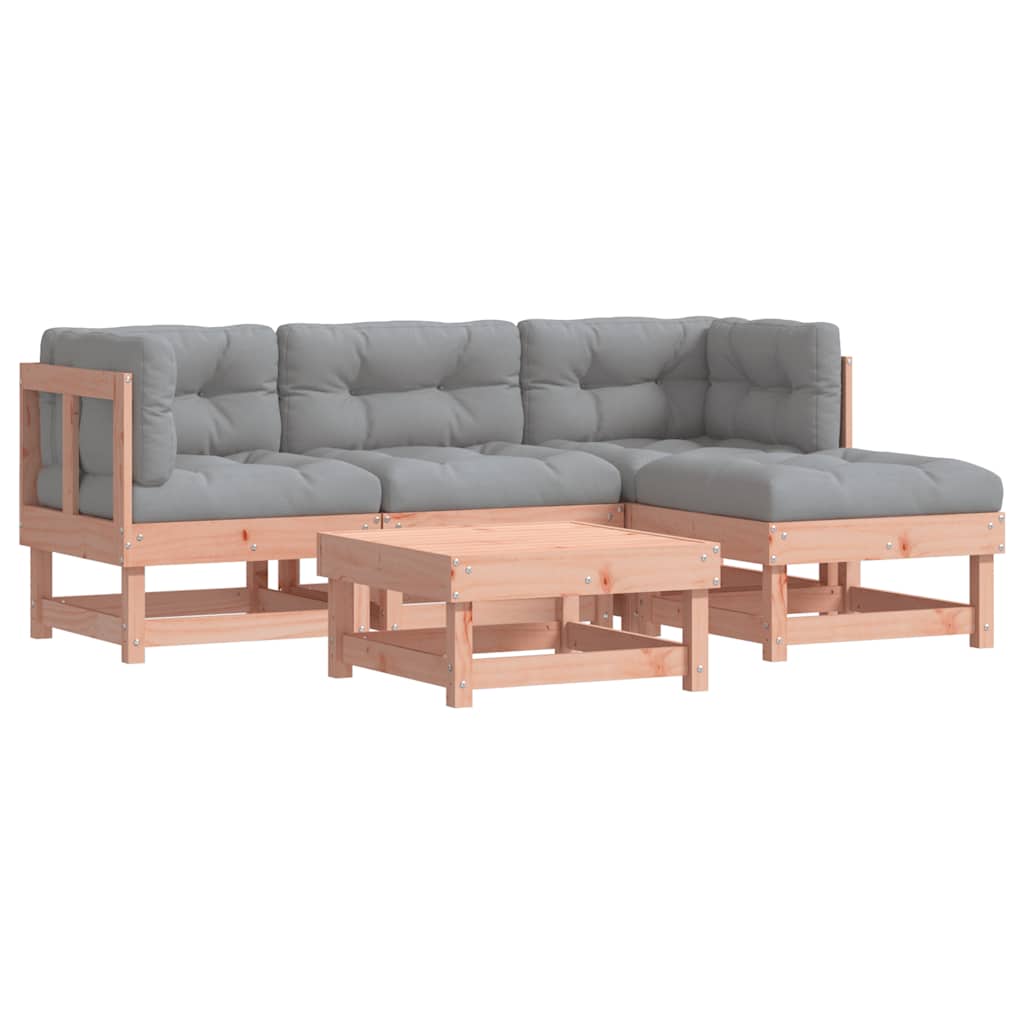 5 Piece Garden Lounge Set with Cushions Solid Wood Douglas