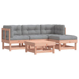 5 Piece Garden Lounge Set with Cushions Solid Wood Douglas - Front View